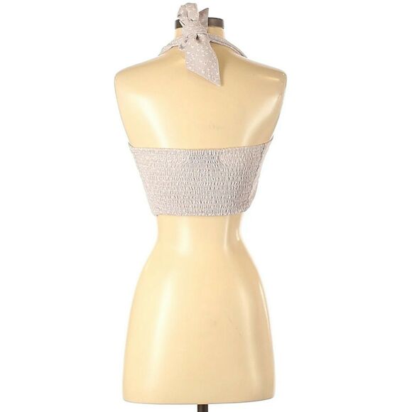 WITH JEAN Lucielle halter floral smocked fitted crop top in lavender fleur Sz XS - Picture 2 of 7